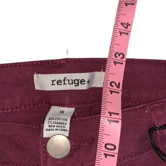 Refuge+ Womens Distressed Burgundy Skinny Leggings Size 16 - Picture 11 of 11